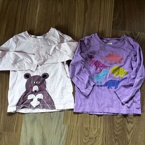 Kids' Bear and Dinosaur Long Sleeve Shirts - Pink and Purple